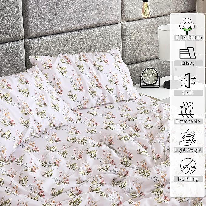 RUVANTI 100% Cotton Sheets – Split King Size Percale Bedding, Cooling & - Image 3