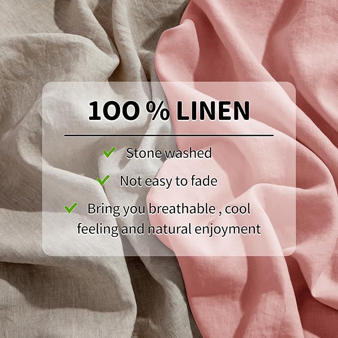 LBRO2M 100% Pure Linen Sheet Set Deep Pocket Up to 16" Bed Sheets Sets - Image 2