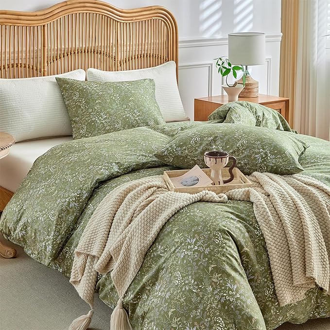 mixinni 3 Pieces Duvet Covers King Size, 100% Cotton Comforter Cover Wildflower - Image 3