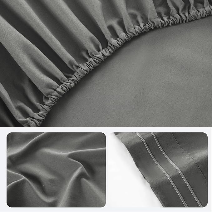 ROSE&RISY Light Grey Queen Sheet Set, 4 Pieces Soft Bedding Queen Sheet Set - Image 7
