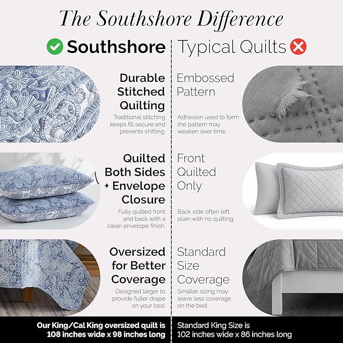 Southshore Fine Living, Inc. Extra Large King Size Quilts, Paisley Quilt - Image 4