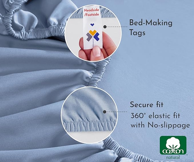 California Design Den Soft 100% Cotton Full Fitted Sheet Only Deep Pocket - Image 5