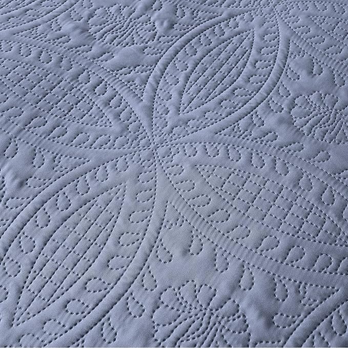 akkialla King Size Quilt Set, Bluish Grey Ultrasonic Bedspread, Lightweight - Image 7