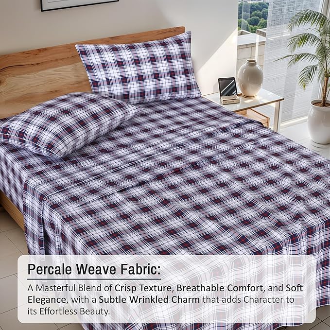 RUVANTI 100% Cotton Sheets – Full Size Percale Bedding, Cooling & Breathable - Image 3