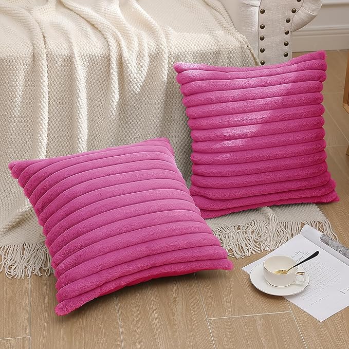 Pallene Faux Fur Plush Throw Pillow Covers 18x18 Set of 2, Luxury Soft Fluffy - Image 6