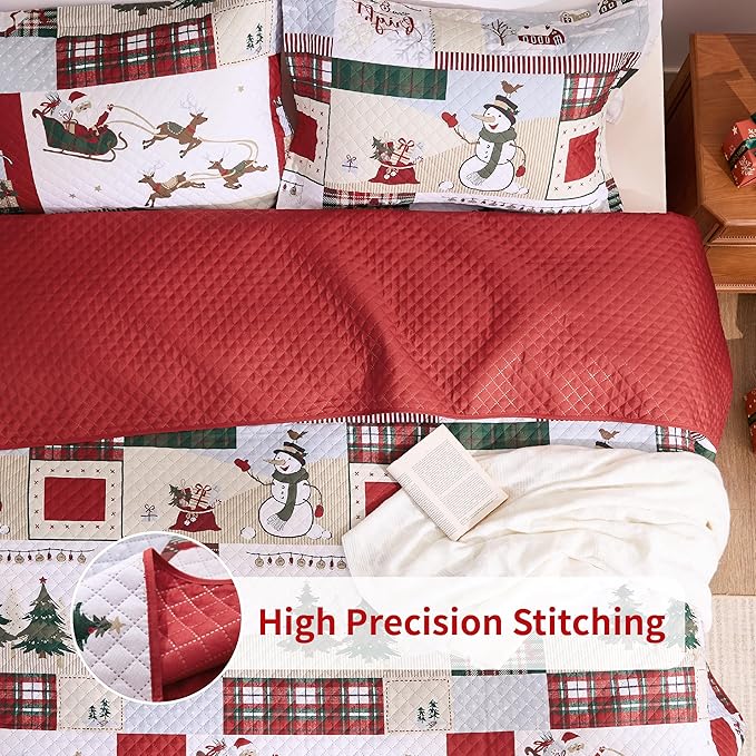 PPOLCA Christmas King Quilt Bedding Set, Snowman Printed Lightweight Reversible - Image 3