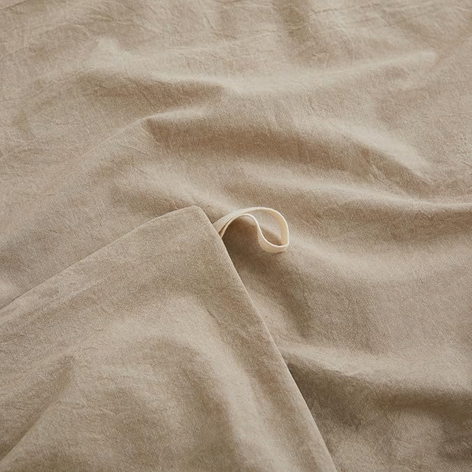 LOVQUE Linen Grey Duvet Cover Twin Size, 100% Washed Cotton Linen Like Bedding - Image 4