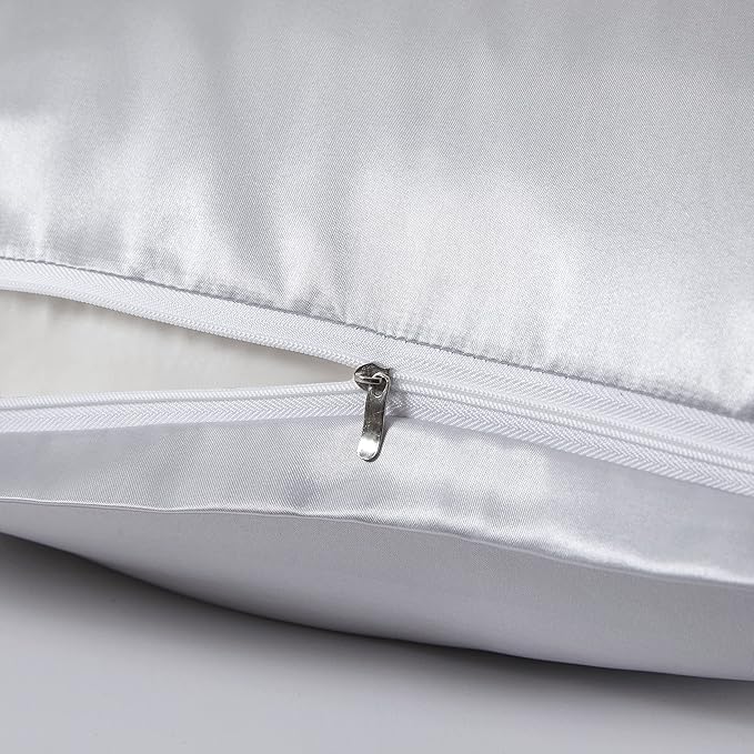 Satin Pillowcases with Zipper （20x36）, King Size Pillowcases Set of 2, Light - Image 4