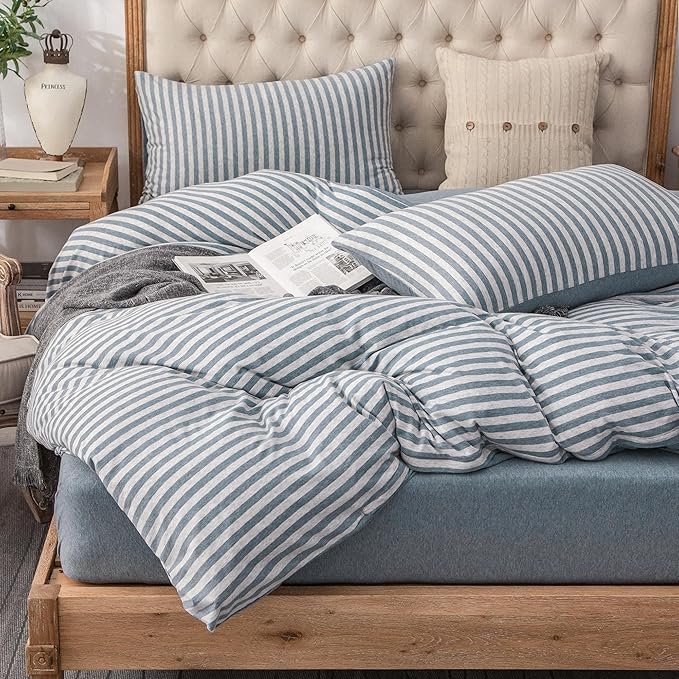 PURE ERA Jersey Knit 2pc Duvet Cover Set 100% T-Shirt Heather Cotton Super Soft by PUREERA