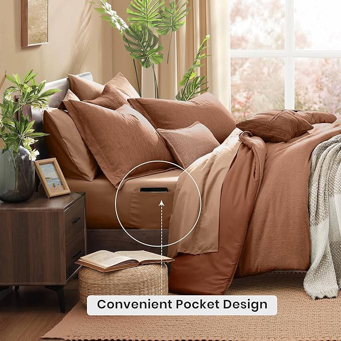 Monbix King Size Comforter Set, Autumn Leaf King Bedding Set Reversible - Image 4