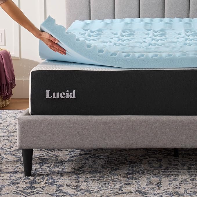 LUCID 3 Inch Gel Memory Foam Mattress Topper, Twin size – 5 Zones – Cooling Gel - Image 6