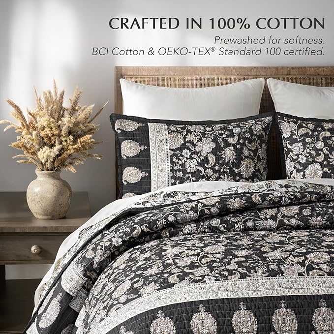 EverGrace Cotton Quilt Set King Size, 100% Cotton Reversible Lightweight - Image 3