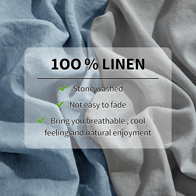 LBRO2M 100% Pure Linen Sheet Set Deep Pocket Up to 16" Bed Sheets Sets - Image 4
