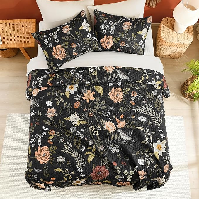 Litanika Floral Black Quilt California King Size - Image 4