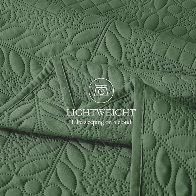 FLYMME Twin Quilt Bedding Set, Olive Green Ultra Soft Lightweight Microfiber - Image 5