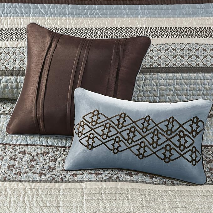 Madison Park Quilt Set Luxurious Jacquard Stripes Design - Image 13