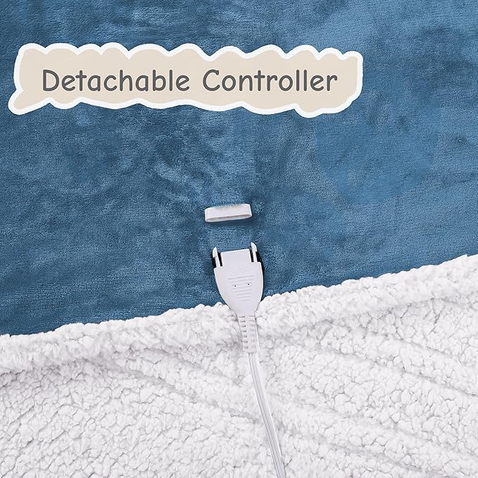 Electric Heated Blanket Full Size 72"x84", Soft Flannel - Image 4