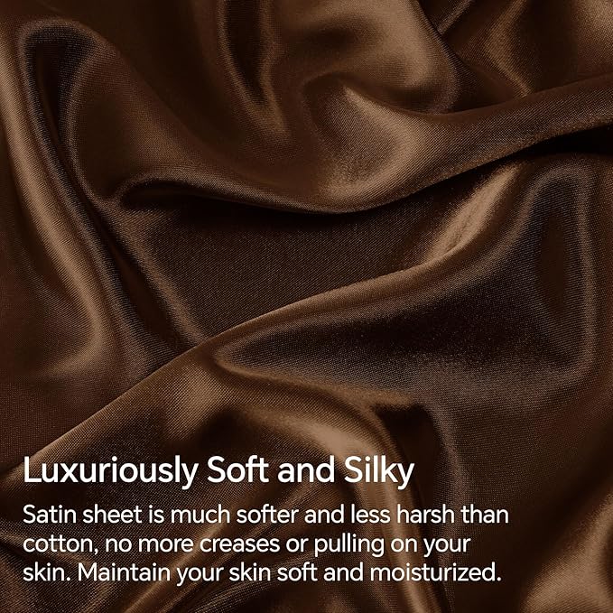 BEDELITE Satin Fitted Sheet and Pillowcases Set, Luxury Soft Similar to Silk - Image 3