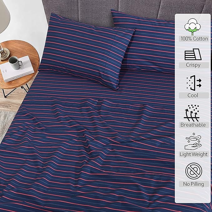 RUVANTI 100% Cotton Sheets – King Size Percale Bedding, Cooling & Breathable - Image 2
