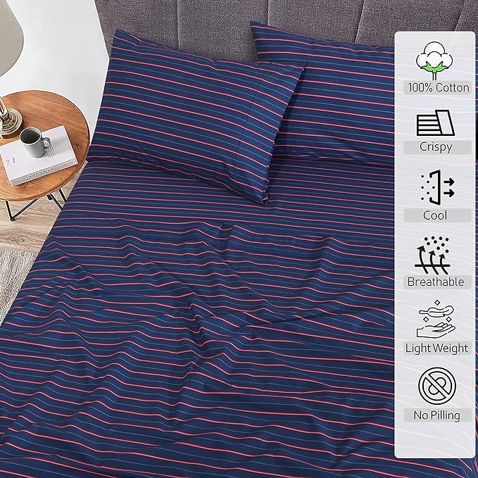 RUVANTI 100% Cotton Sheets – Split King Size Percale Bedding, Cooling & - Image 2