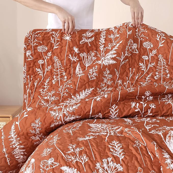 JANZAA Terracotta Bed Spread Boho Quilt - Image 7