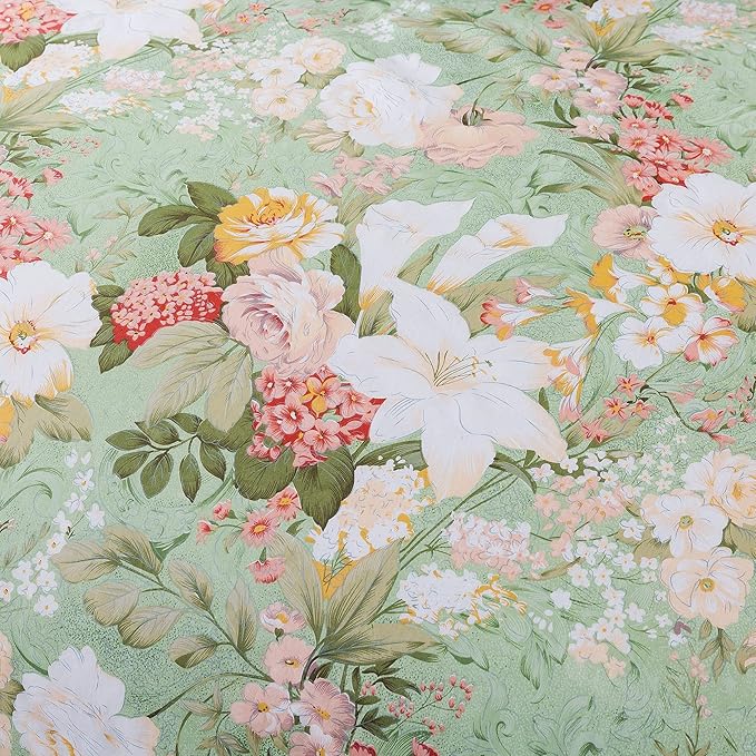 FADFAY Mint Green Floral Duvet Cover Set 100% Cotton Farmhouse Bedding Elegant - Image 7