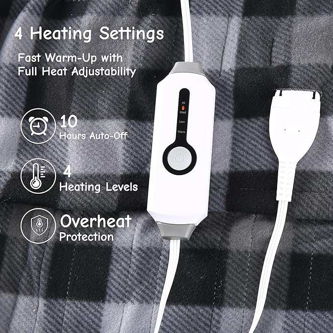 Electric Heated Blanket Full Size 72"x84", 4 Adjustable Heat Settings & 10-Hour - Image 3