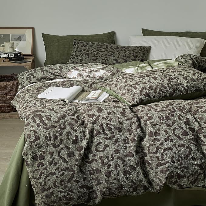 mixinni Leopard Duvet Cover Full Size, Premium Yarn-Dyed Jacquard Cotton Duvet - Image 2