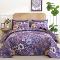 Yiran Purple Quilt Set Queen Size, Floral Bedspreads Bedding Set, 3 Pieces by Yiran