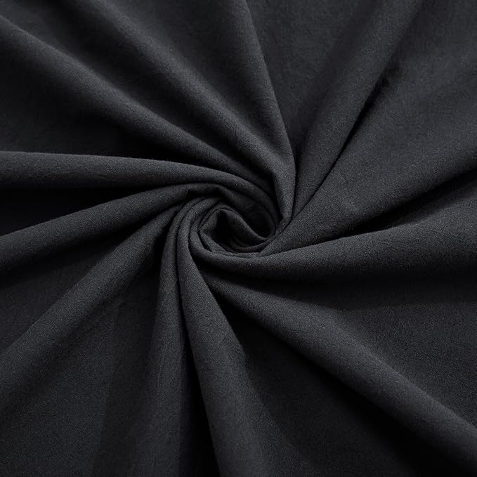 Black Duvet Cover Full Size, 100% Washed Cotton Linen Like Bedding Set - Image 6