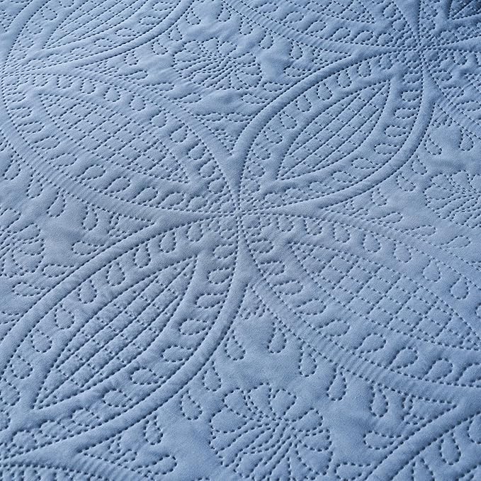 akkialla Twin Quilt Bedding Set, Bluish Grey Ultrasonic Quilt Set, Lightweight - Image 7