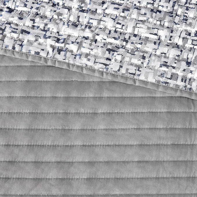 Madison Park Queen Quilt Set Lustrous Jacquard & Glitter Accent Coverlet Set - Image 21