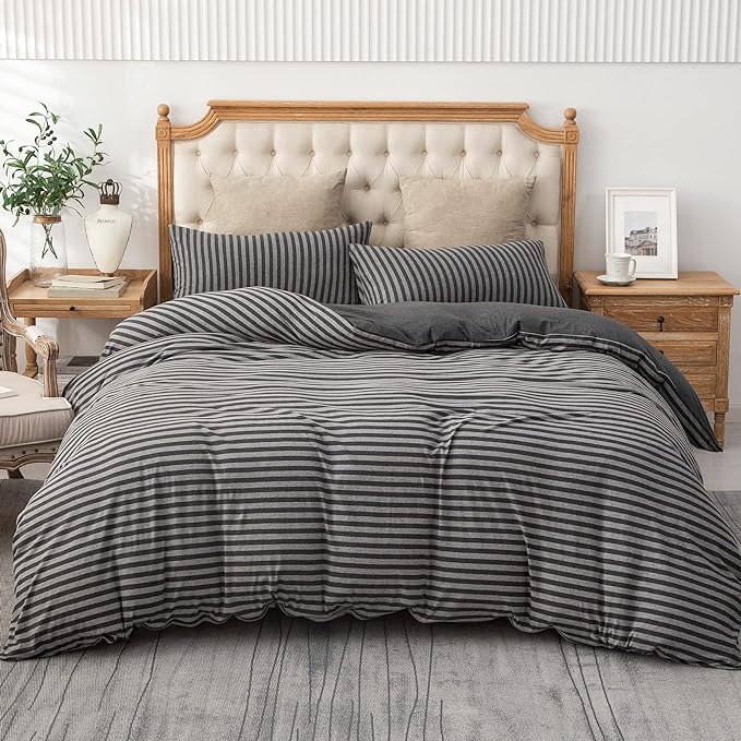 PURE ERA Jersey Knit Duvet Cover Set 100% T-Shirt Heather Cotton Super Soft - Image 6