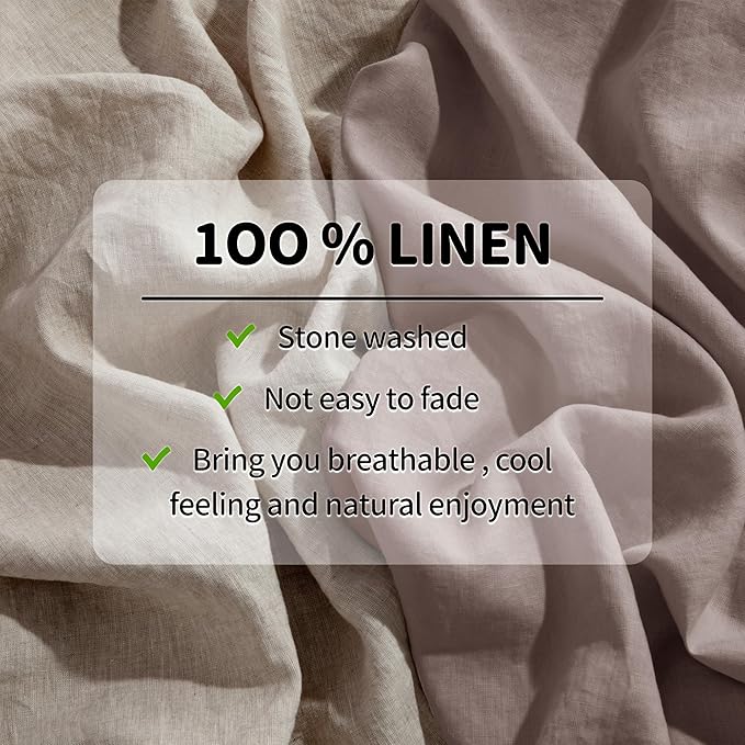 LBRO2M 100% Pure Linen Sheet Set Deep Pocket Up to 16" Bed Sheets Sets - Image 3