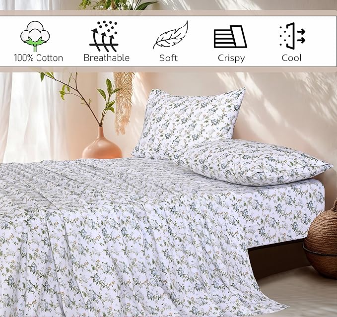 RUVANTI 100% Cotton Sheets – California King Percale Bedding, Cooling & - Image 5