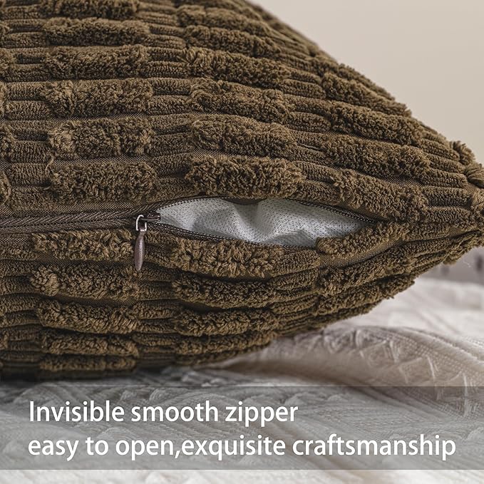Aegero Pack of 2 Corduroy Decorative Throw Pillow Covers 12x24 Inch Soft - Image 3