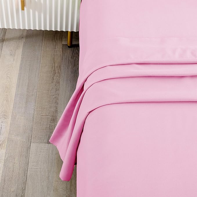 Sfoothome Bedding Flat Sheet, Twin Pink Top Sheet - Image 2
