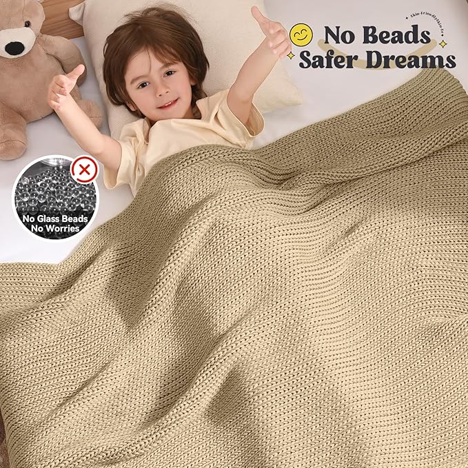 Guohaoi Knitted Weighted Blanket Kids No Beads Cooling Heavy Blanket, Home - Image 3