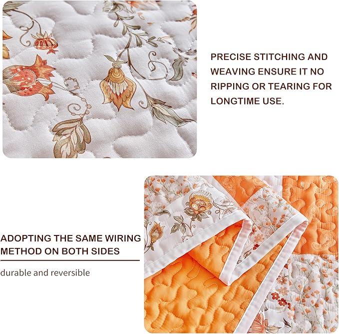 Joyreap 3 Pieces Quilt Set California King, 102x114 inches- Floral Patchwork - Image 4
