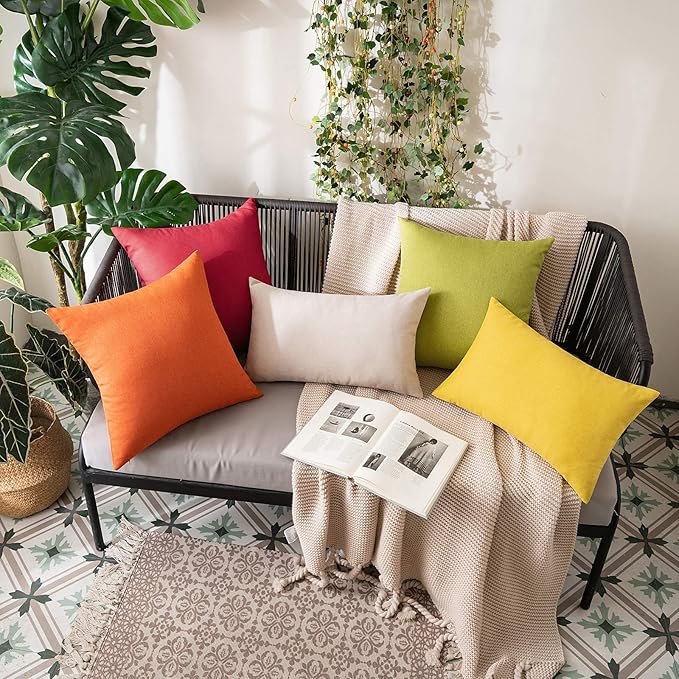 MIULEE Pack of 2 Decorative Outdoor Solid Waterproof Throw Pillow Covers Spring - Image 5
