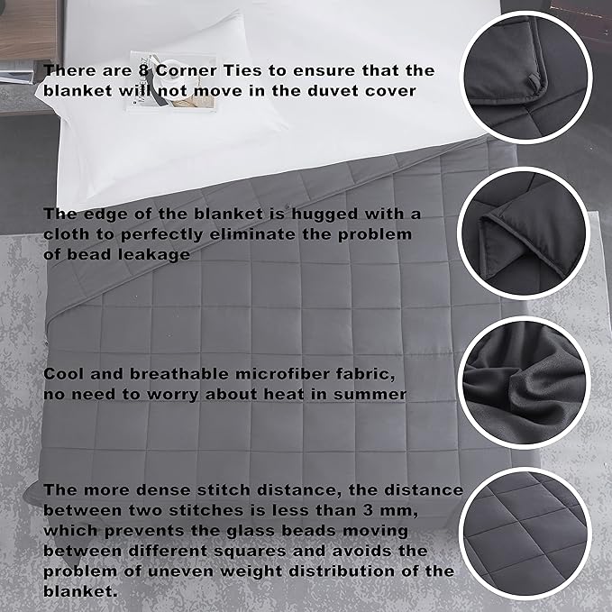 Weighted Blanket 17lbs 60"x80" Cooling Breathable Heavy Blanket Microfiber - Image 3