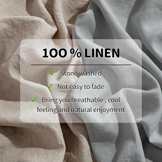 LBRO2M 100% Pure Linen Sheet Set Deep Pocket Up to 16" Bed Sheets Sets - Image 3