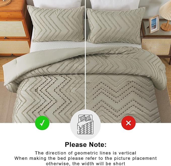 Andency Oatmeal Twin/Twin XL Comforter Set, Twin Bed Comforter - Image 5