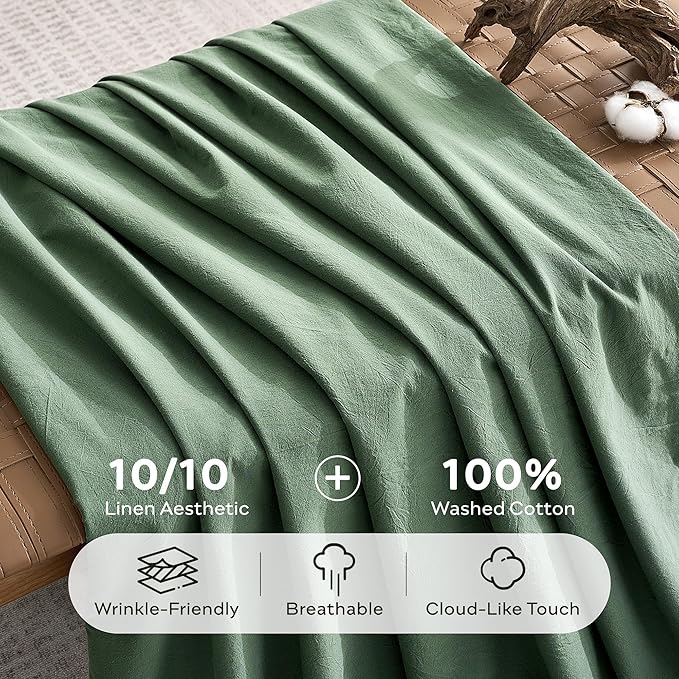 JELLYMONI 100% Washed Cotton Duvet Cover King – Soft, Breathable Linen-Look - Image 3
