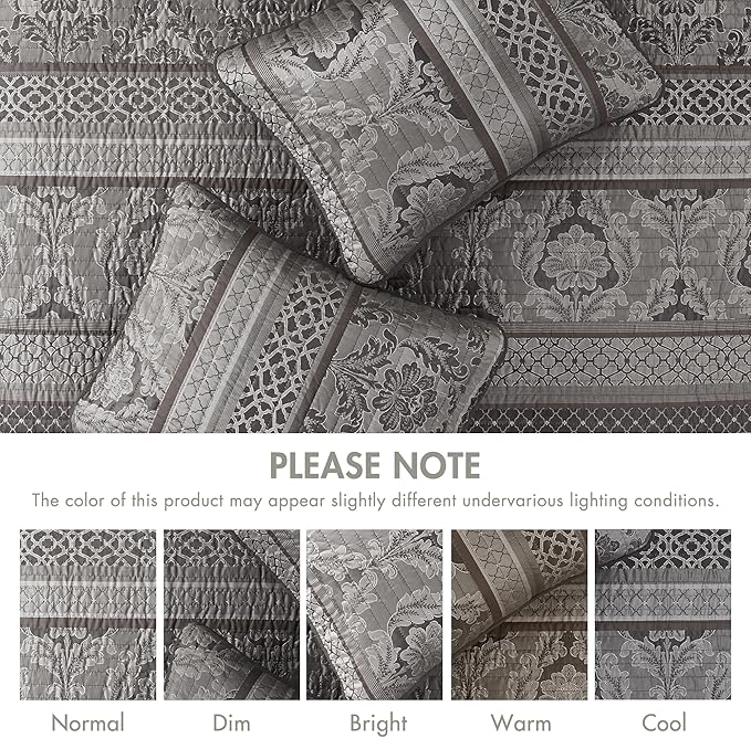 Madison Park Quilt Traditional Damask Design All Season, Lightweight Coverlet - Image 7