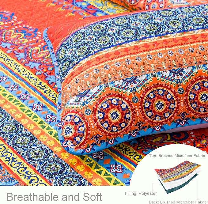 Exclusivo Mezcla Reversible Boho Quilts King Size - Image 4