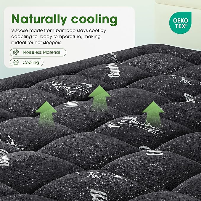 Mattress Pad Twin Size, Cooling Pillow Top Mattress Topper, Ultra Soft Viscose - Image 8