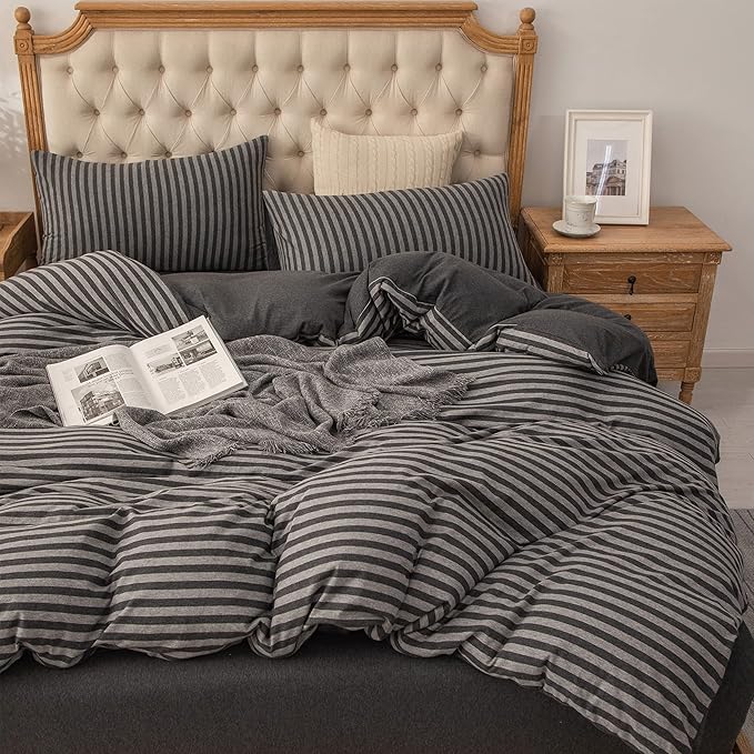 PURE ERA Jersey Knit Duvet Cover Set 100% T-Shirt Heather Cotton Super Soft by PUREERA