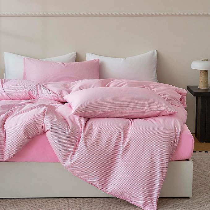 JELLYMONI 100% Natural Cotton 2pcs Striped Duvet Cover Sets, by JELLYMONI