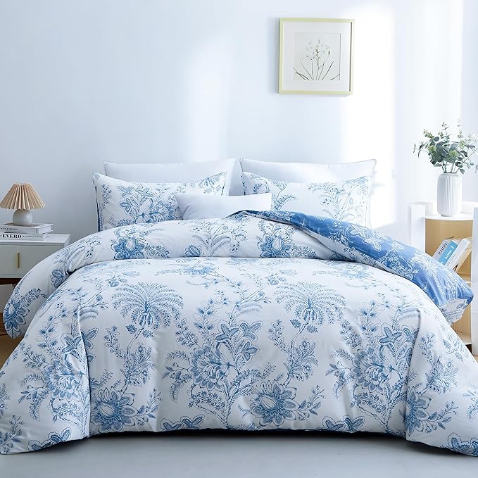 BOLINLIVING Floral Duvet Cover Full Size 3 Pieces, Flower Duvet Cover by BOLINLIVING